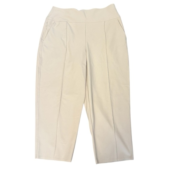 Athleta Stellar Wide Leg Crop Pants Beige Size 10 - Picture 2 of 5